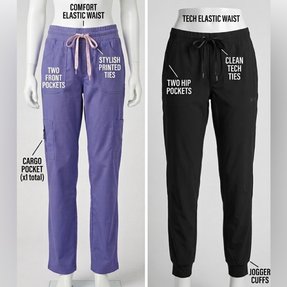 FIT & Health Pro Jogger Scrub Bundle  Women’s S/XS Black & Periwinkle Blue